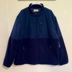 St. Johns Bay Mens XXL Zip-Up Navy Jacket  Water-Resistant Soft  Shell & Fleece